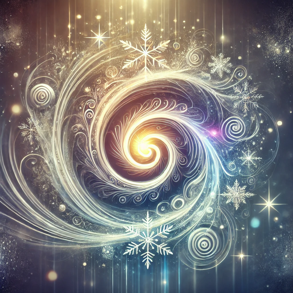 DALL·E 2024 11 22 01.58.37 A mystical and healing icon representing the Rauhnaechte theme. The design features a glowing spiral symbolizing energy transmissions and connection